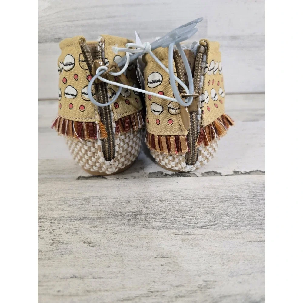Disney Moana Girls Sandals Tan Blue Heart of Te Fiti Fringe‎ Thong 13/1 NEW